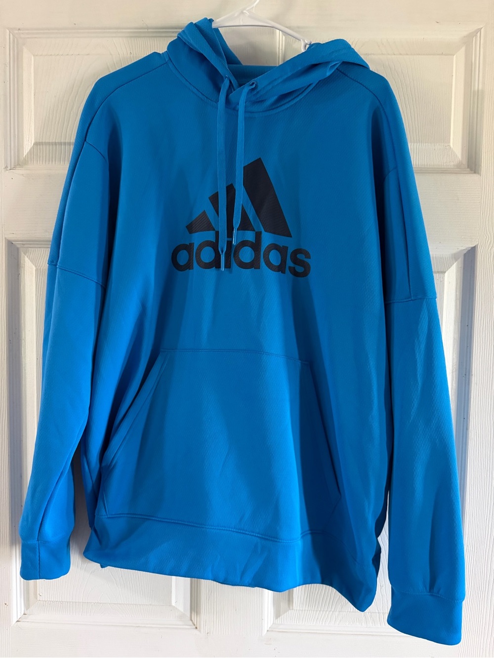 adidas Bright Blue Pullover Hoodie with Black Logo